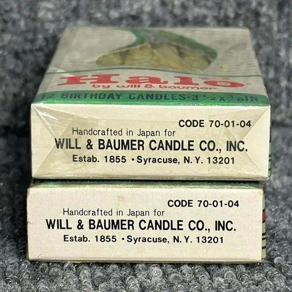 Vintage 3.5” twist birthday candles 12 yellow 11 green Halo Will & Baumer Japan